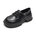 Chaussures richelieu à plateforme en cuir noir avec lacets et semelles épaisses en gomme - 34 / Noir