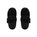 Women's minimalist black faux fur flat mules with round toe design and warm plush texture - 35 / Black