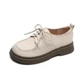 Chic beige platform lace-up derby shoes with vintage thick brown rubber soles - EU 38 / Apricot