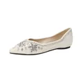 Elegant pointed toe flat shoes with silver sequins and sparkling crystal embellishments - EU 35 / Pointed Toe