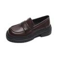 Mocasines de cuero marrón oscuro con plataforma estilo británico y detalle de estrella - EU 34 / Marrón