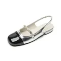 Slingback flats in silver and black with pearl chain strap and patent leather toe - EU 35 / Silver