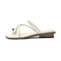 Chic beige strappy flat sandals with gold metal ball detail and toe ring design - EU 35 / Apricot