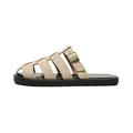 Retro beige suede woven fisherman sandals with adjustable bronze buckle and thick rubber sole - EU 35 / Apricot