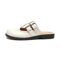 White leather mules with brogue detailing and double adjustable metal buckles - 35 / Off White