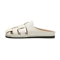 French style woven pointed toe mule flats in cream beige leather with a soft rubber sole - EU 35 / Apricot