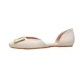 Elegant off-white square toe flat shoes with gold buckle and D'Orsay side cutout design - EU 35 / Apricot