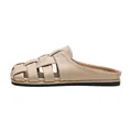 French style apricot woven mule sandals with soft flat sole and closed toe design - EU 35 / Khaki