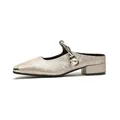 Champagne floral jacquard pointed mule with pearl strap and block heel - EU 34 / Apricot