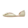 Elegant beige square toe D'Orsay flat shoes with a large gold metal buckle detail - EU 35 / Elephant Gray