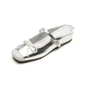 Zuecos de bailarina plateados con punta cuadrada lazo y correa ajustable mujer - 34 / Mule / Plateado