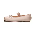 Pink satin ballet flat Mary Janes with bow detail and elastic strap on white background - EU 35 / Pink