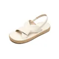 Minimalist cream white platform sandals with crossed straps and elastic backstrap - EU 35 / Apricot
