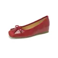 Elegantes mules bailarinas rojas de punta cuadrada con lazo y acabado en cuero liso - 38 / Cobertura Completa / Rojo