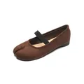 Dark brown suede Tabi Mary Jane ballet flat with elastic strap and split-toe design - EU 35 / Coffee