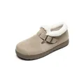 Mule en daim beige avec doublure polaire chaude et bride à boucle métallique - EU 38 / Abricot (Entièrement Doublé Polaire)