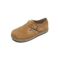 Mules décontractées en daim kaki avec boucle métallique et semelle en caoutchouc antidérapante - EU 38 / Châtaigne (Couverture Complète Doublure Simple)