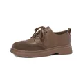Vintage brown lace-up platform loafers in a mix of smooth leather and suede textures - 34 / Dark Brown