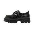 Mocasines con plataforma de cuero negro con hebilla plateada y costuras blancas - EU 35 / Negro