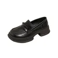 Mocasines clásicos de charol negro con plataforma y suela gruesa de estilo retro - EU 34 / Mate