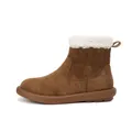 Women's warm winter platform snow boots in chestnut brown suede with plush lining - EU 35 / Acorn