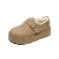 Women's khaki platform snow boots with suede upper and warm faux fur lining - EU 35 / Sand