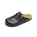 Classic black leather platform mule with adjustable metal buckle and soft footbed - EU 35 / Black