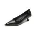 Women's black pointed toe kitten heels in premium textured grain leather - EU 34 / Black Leather Surface