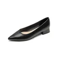 Zapatos clásicos de punta con tacón de bloque bajo negro mate para el trabajo elegante - 34 / Negro Superficie de Cuero
