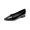 Zapatos de salón con punta fina y tacón bloque en charol negro brillante de oficina - 34 / Negro (Charol)