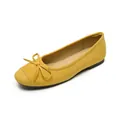 Ginger yellow suede ballet flats for women with elegant bow tie and round toe - EU 35 / Ginger Yellow