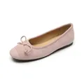 Flat ballet flats for women in dusty pink suede with a delicate bow knot detail - EU 35 / Pink