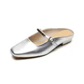 Silver square-toe mule with metallic finish and Mary Jane strap for women - EU 35 / Silver
