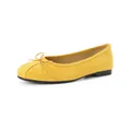 Ballerines classiques en daim jaune avec bout rond et nœud sur fond blanc éclatant - EU 35 / Jaune