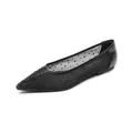 Elegant black pointed-toe flat shoe with breathable mesh and shimmering rhinestones - EU 35 / Black