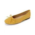 Soft yellow ballet flats with bow detail and round toe on a clean white background - EU 35 / Ginger Yellow