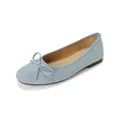French style light blue soft ballet flats with elegant bow knot and suede texture - EU 35 / Blue