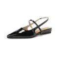 Black patent leather pointed toe slingback sandals with elegant criss-cross straps - EU 35 / Black