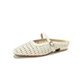 Mules Mary Jane en cuir tressé blanc avec talon carré et boucle en métal argenté - EU 35 / Blanc