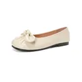 Chic beige ballet flats with delicate bow accent and flexible folding heel design - 35 / Off White