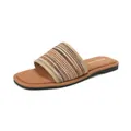 Sandalias planas retro para mujer con tiras tejidas de colores en marrón y beige - EU 35 / Albaricoque
