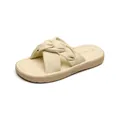 Flat cream crossover strap slide sandals for women with soft faux leather and thick soles - EU 35 / Milky Yellow