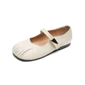 Bailarinas Mary Jane de estilo francés en color beige con punta fruncida y hebilla dorada - EU 35 / Albaricoque