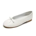 Elegant white ballet flats with bow detail and soft rubber sole for casual wear - EU 35 / White