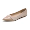 Elegant pointed toe nude flats featuring gloss patent leather and suede texture contrast - EU 35 / Apricot