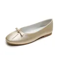 Champagne gold ballet flats with delicate bow accent and metallic finish texture - EU 35 / Gold