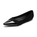 Black pointed-toe flat shoes featuring a mix of glossy patent leather and matte suede finish - EU 35 / Black