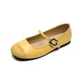 Classic bright yellow Mary Jane flats with delicate leather and suede patchwork - EU 35 / Yellow