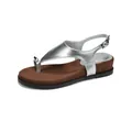 Sandalias planas de plataforma con correas plateadas metálicas y suela marrón - EU 35 / Plateado