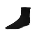 Classic black pointed-toe flat sock boots in suede finish with a back zipper closure - EU 35 / Black